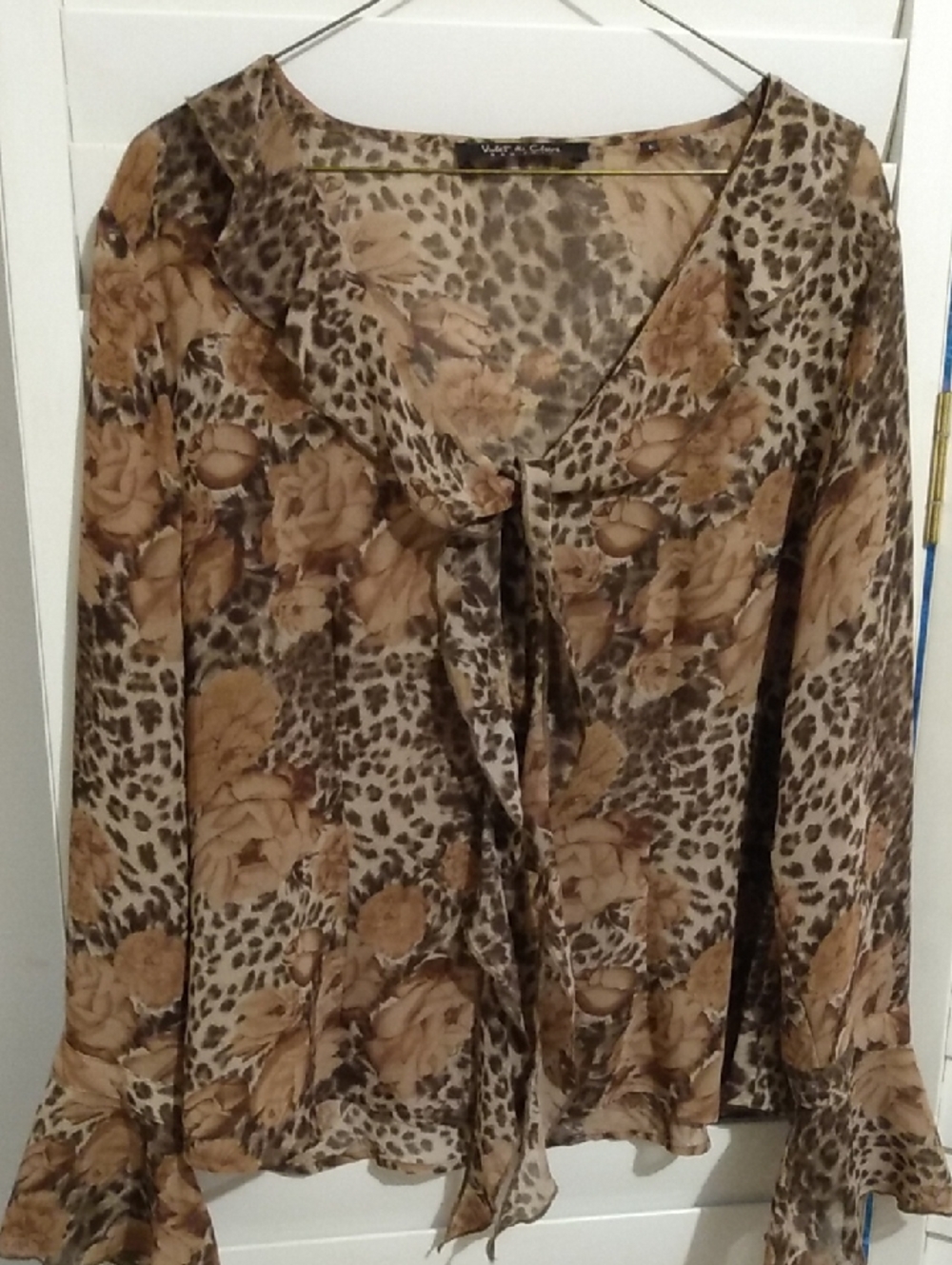 Leopard Print Blouse With Roses By Violet and Claire